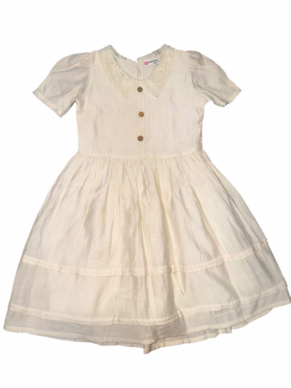 Peppermint Cream Lace-Collar Party Dress